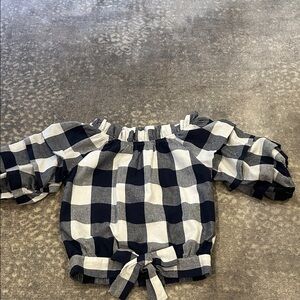 HABITUAL KIDS OFF THE SHOULDER NAVY & WHITE TOP WITH ELASTIC 7/8